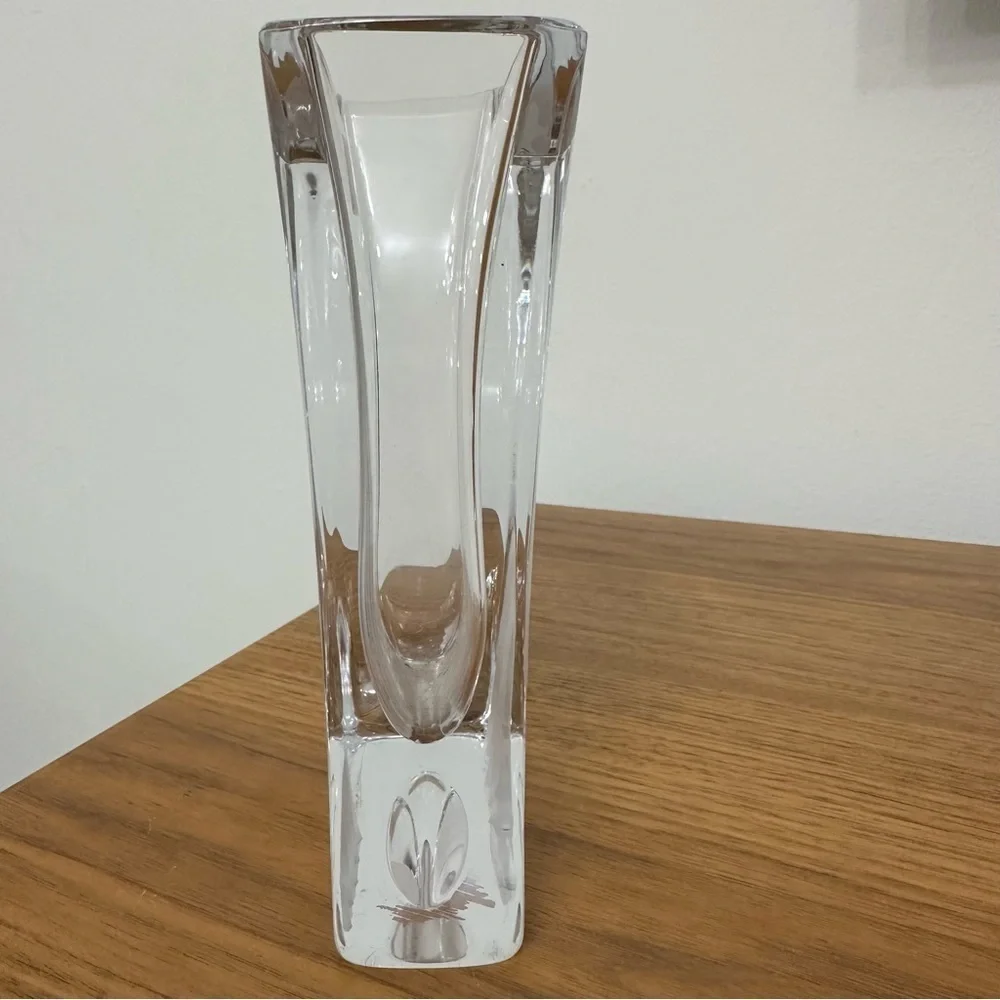 Mikasa Art Deco Style 90’s Clear Frosted Satin Crystal Flared Vase Heavy Glass